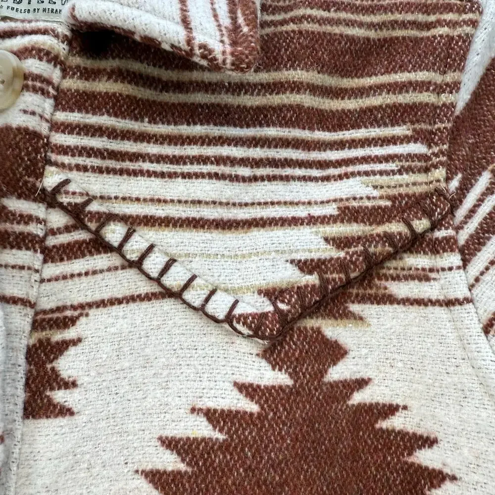 Idyllwind Shacket Women's Xs Brown Cream Southwester Print Western Gear Wool - Picture 11 of 12